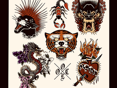 Flashes #3 animal art artist color colour design digital drawing illustration punk tattoo tiger