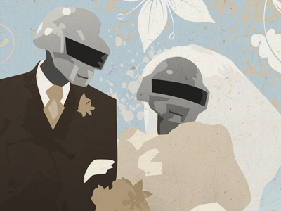 Daft Punk wedding invite robots wedding