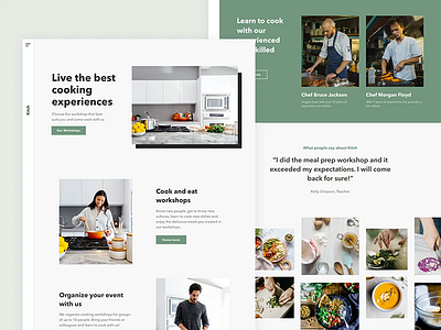 Kitch: Cooking Workshops animation header homepage landing page principle ui animation ui design website