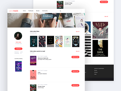 📖 Goodreads Redesign: Profile page books design goodreads mockup profile page read redesign sketch ui design web website