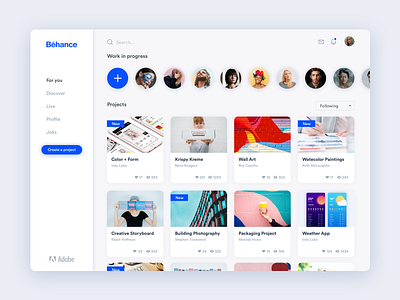 Behance Redesign behance blue challenge dashboard design feed porfolio projects redesign ui design web website