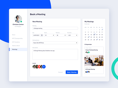 Book a Meeting book book meeting book room date meeting meeting room platform ui design web website design