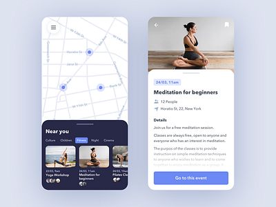 Events App android app classe daily ui events ios maps meditation meetup mobile workshop