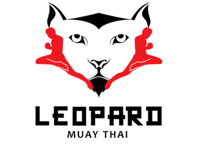 Logo for a Muay Thai Class adobe illustrator branding combat leopard logo logo design martial art negative space red white red white black thai