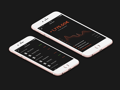 Banking App Concept analytics app banking dark theme ios iphone money orange paypal transaction ui ux