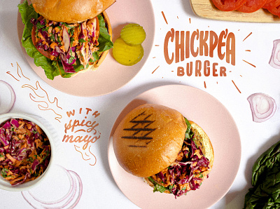 Chickpea Burger Lettering adobe fresco calligraphy food and drink illustration lettering photo illustration typography