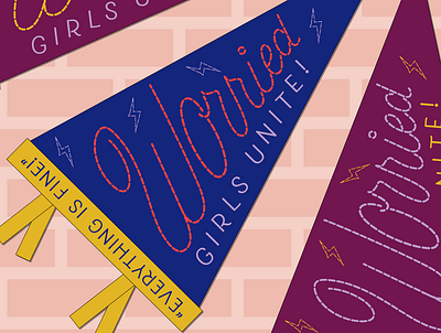 Worried Girls Unite! cursive design graphic design illustration lettering mental health mental health awareness typography vector