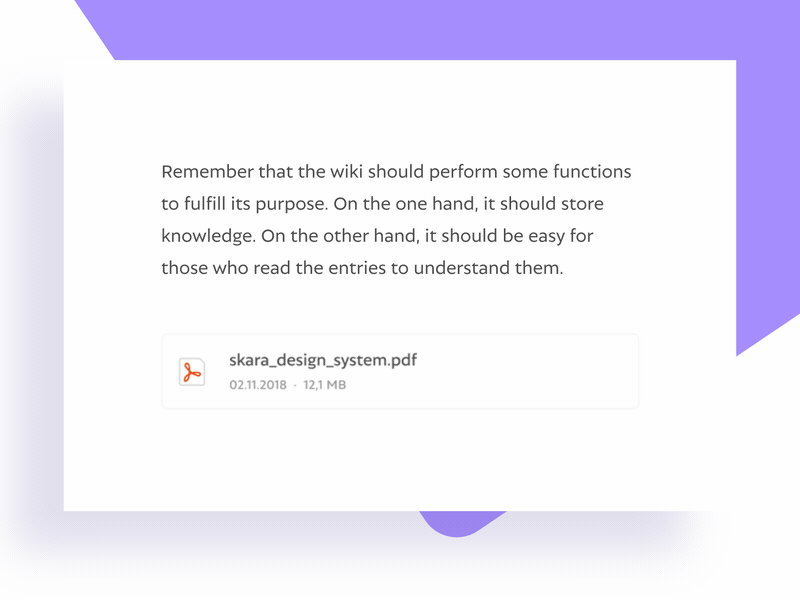 File upload for skara company wiki app design file upload knowledge base ui ux