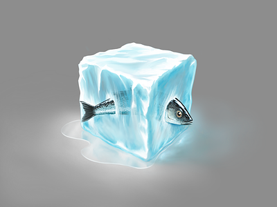 Just a cubed piece of ice artwork cube digital painting fish ice illustration material practice procreate technique texture