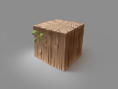 Just a cubed piece of wood artwork cube digital painting illustration material nature practice procreate technique texture wood wooden