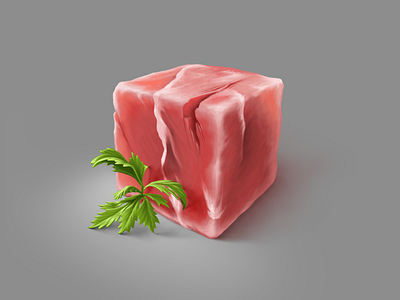 Just a cubed piece of meat artwork cubed digital painting illustration material meat painting practice procreate technique texture