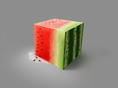 Just a cubed piece piece of watermelon art color cube digital art digital painting illustration procreate watermelon