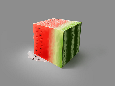 Just a cubed piece piece of watermelon