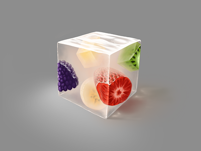 Just a cubed piece of cocktail fruit jelly art artwork cube digital art digital painting food illustration painting procreate