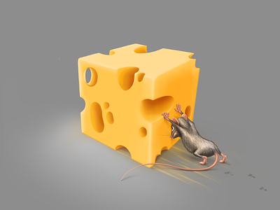 Just a cubed piece of cheese art artwork character cheese digital art digital painting food game illustration mouse painting procreate