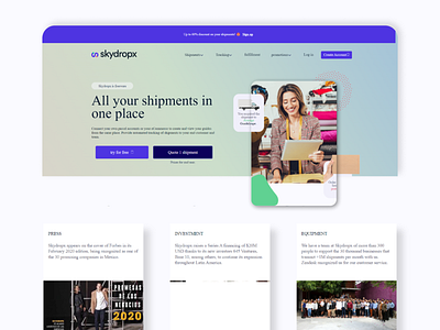 Skydropx Website branding design design agency design studio header design illustration landing page design logo ui web