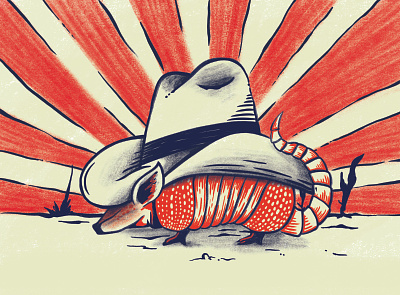 Texas armadillo desert illustration sunny texas