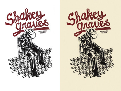 Shakey Graves Poster band cowboy illustration letterpress linoleum music poster typography