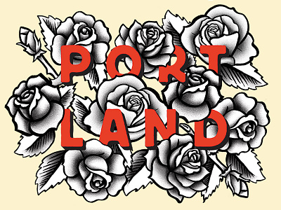 City of Roses floral illustration portland roses starbucks tattoo typography