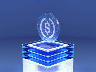 Cryptocurrencies | 5 | USD Coin (USDC) 3d aftereffects animation blender blue coin crypto cryptocurrency design digital glass grey matte motion motion graphics plastic render scene usdc white