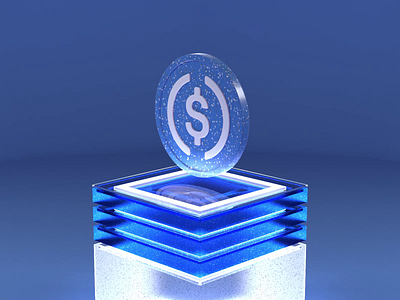 Cryptocurrencies | 5 | USD Coin (USDC) 3d aftereffects animation blender blue coin crypto cryptocurrency design digital glass grey matte motion motion graphics plastic render scene usdc white