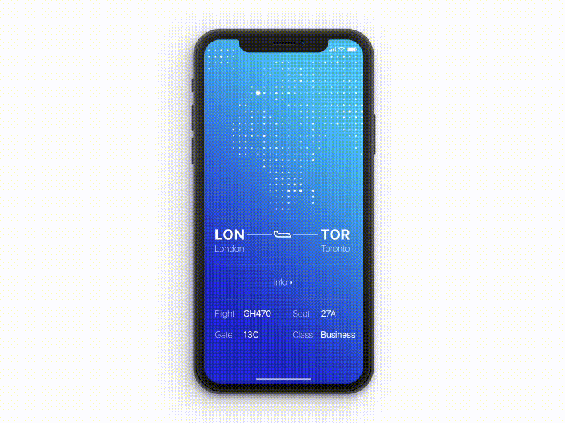 Boarding Pass - #024 aftereffects animation blue boarding dailyui flight gif iphonex pass plane ui