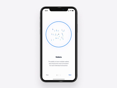 Mobile wallet app concept aftereffects animation black blue design interaction iphonex mobile motion onboarding transaction transform transition ui wallet white