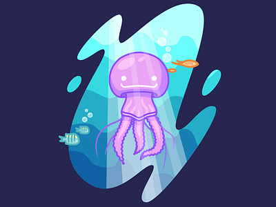 Keep Floatin' Jelly character design illustration jellyfish vector