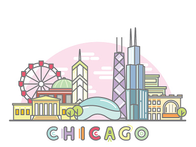 Chicago architecture bean building chicago city geofilter highrise icon illustration skyline snapchat
