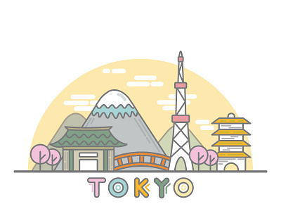 Tokyo architecture building city geofilter icon illustration japan mountain skyline snapchat temple tokyo