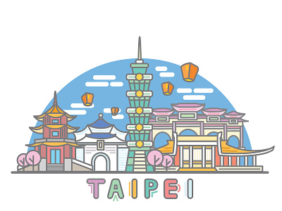 Taipei architecture building city geofilter icon illustration skyline snapchat taipei taiwan temple tower