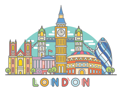 London architecture big ben buckingham building city england geofilter icon illustration. skyline london palace snapchat