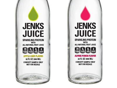 Jenk's Juice all natural bottle carbonated csd fruit juice glass juice packaging protein soda soft drink