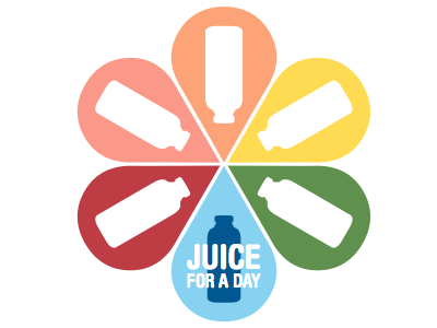 Juice for a Day bottle branding drop flavors juice logo silhouette
