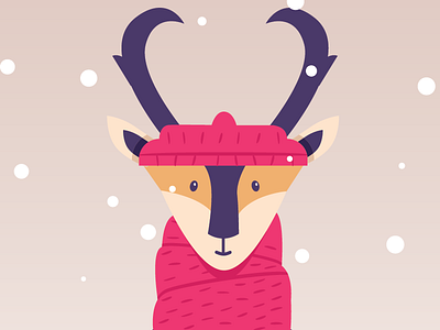 Winter Antelope antelope art beanie coat hat illustration pronghorn scarf snow touque winter
