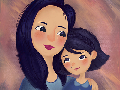 Mom and daughter illustration