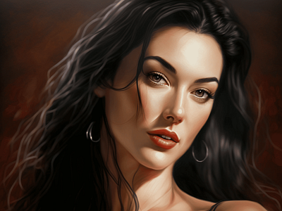 The Eyes Chico attractive beauty black hair eyes hd illustration lipstick portrait realistic woman