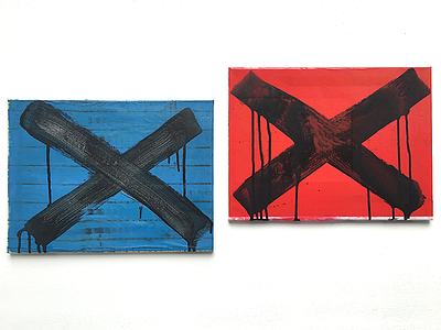 DOUBLE-X blue depression press letter x red riso risograph x xxx
