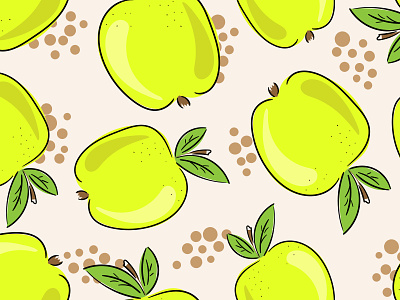 Yellow apples seamless pattern print apple cartoon cute design ellow fruit illustration pattern print seamless sketch vector