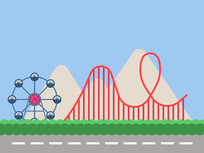 Dribbble rollercoaster 2d after effects animation flat design illustration loop motion graphics rollercoaster