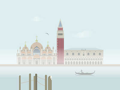 Venice 2d city daily doodle design illustration vector