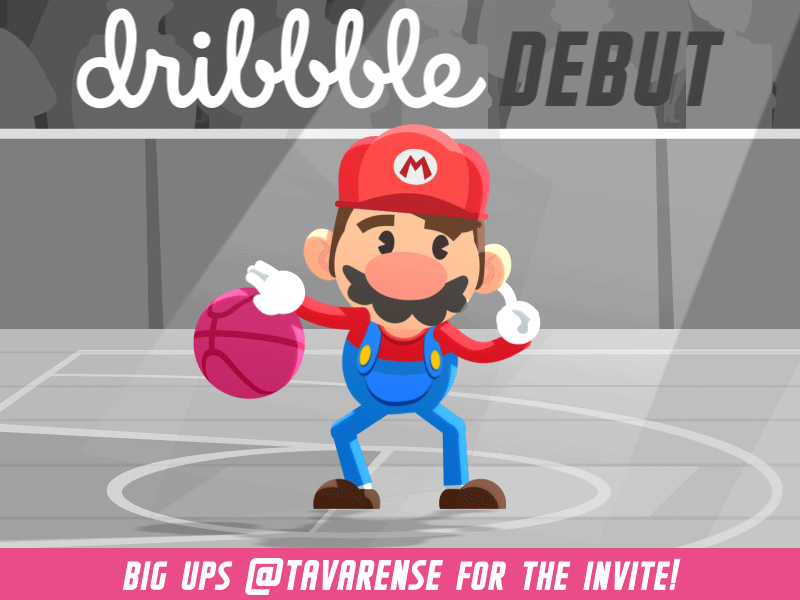 Dribbble Debut 2d animation 2d character animation basketball character character animation character design debut debut shot dribbble dribbble invite dribble duik duik bassel flat mario mario bros rig rigging vector