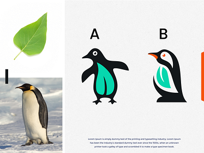 penguin leaf logo design