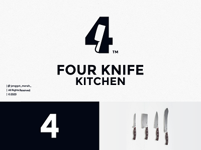 FOUR KNIFE KITCHEN LOGO DESIGN art awesome brand brand identity brandidentity branding design four identity inspiration inspirations kitchen kitchens knife logo negativespace negativespacelogo