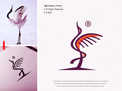 crane line art logo design art awesome brand brand identity brandidentity branding crane crane bird cranes design elegant elegant logo for sale forsale gradient identity inspiration inspirations line art logo