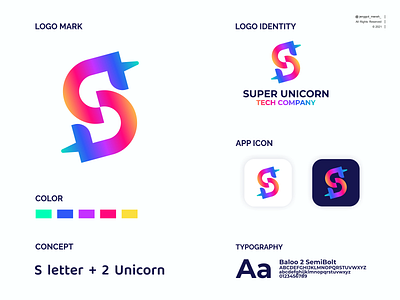 super unicorn logo design abstract awesome business color company design duoble meaning icon identity inspirations jenggot merah letter logo modern s super symbol technology unicorn vector