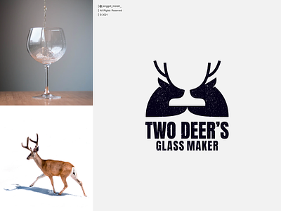 two deers glass maker logo design art awesome brand identity business creative deer design double meaning dual meaning forsale glass glass maker icon illustration inspirations jenggot merah logo symbol technology vector