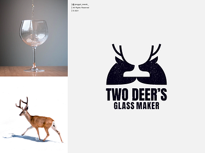 two deers glass maker logo design