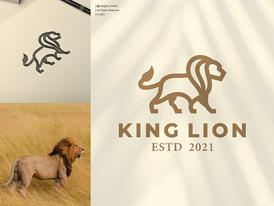 King Lion line art logo design