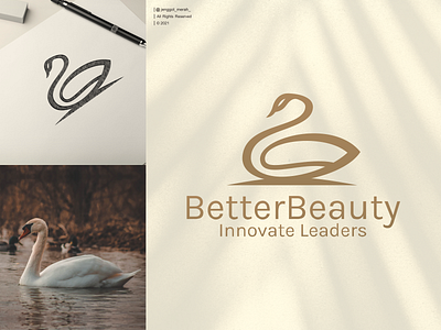 swan logo design awesome beauty bird business company crown design gold graphic icon illustration jenggot merah lineart logo luxury salon swan symbol vector wing